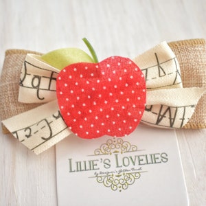 First Day of School Clip or Headband, Tan Apple School Kindergarten Bow, School Uniform Outfit, Back to School Hair Bow First Grade