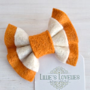 Fall Pumpkin Hair Clip or Baby Headband, Thanksgiving Outfits Girl, Fall Outfits for Baby Girl, Toddler Fall Dress, Orange Felt Baby Bow