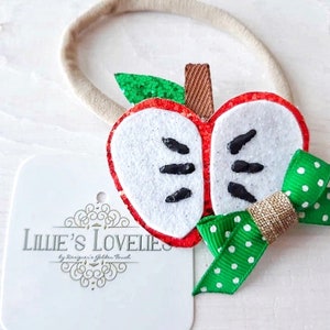 Fall Headband Baby, Fall Girl Outfits, Back to School Bow, Hayride Apple Bow, Baby Girls Fall Dress, Red Apple Headband, Apple Picking Clip