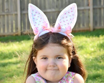 Bunny Ears Headband & Doll Band, Easter Basket Gift Stuffer, Easter Bunny Ears, Rabbit Ears for Girls, Girls Easter Outfit, Bunny Lover Gift