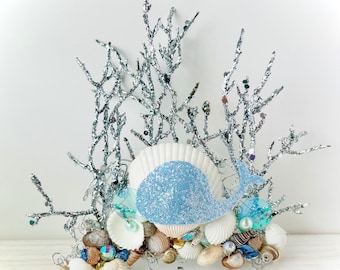 Whale Under the Sea Birthday Crown, Oneder the Sea Shellebrate Party, Personalized Headband with Number, Seashell Birthday Ocean Bow