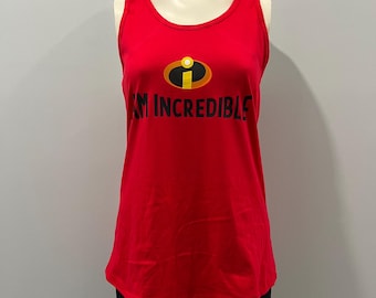 Disney The Incredibles “I am incredible” inspired Women&#39;s Next Level Racerback Tank Top Red Athletic Shirt