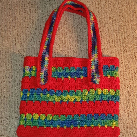 Hand Crocheted Sizzlin' Summer Bag in Hot Red & LSD Green | Etsy