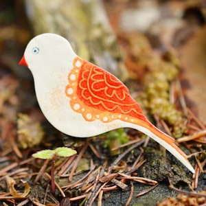 Hand-painted Bird Brooch, stainless steel brooch, Hand-painted brooch, Red bird brooch, Enamel Pin, Enamel Brooch, Enamel Bird Pin