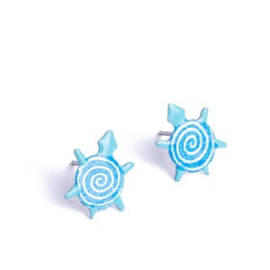 Turquoise Turtle Earrings, Stainless Steel, Enameled Metal, Tortoise Earrigs, Turquoise Blue, Turtle Jewelry, Fashion Jewelry