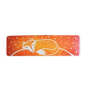 Hand Painted Fox Hair Clip, Orange Hair Clip, Sleeping Fox, French Barrette, Whimsical Hair Clip, Enamel Hair Clip, Fox Barette, French Clip