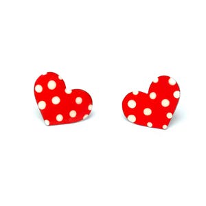 Hand Painted Enamel Heart Earrings, Stainless Steel, Romantic Jewelry for Her, Girlfriend Gift, Girlfriend Romantic Jewelry, Heart Studs image 2