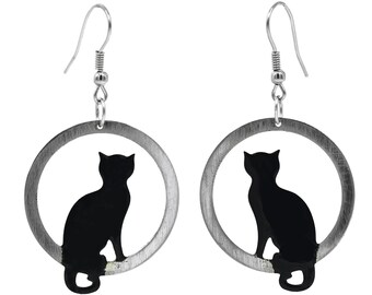 Black Cat Earrings, Pet Earrings, Kitten Earrings , Pet Jewelry, Cat Jewelry, Cat Lover Earrings, Enamel Earrings, Everyday Earrings