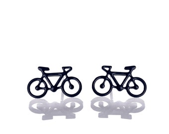 Black Bike Stud Earrings,  Bike Post Earrings, Cyclist Gift