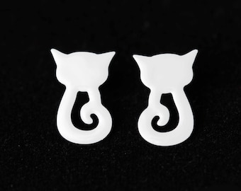 Chat boucles d'oreilles goujons, chaton boucle d'oreille Kitty boucle d'oreille Post chaton Stud Kitty Stud chat bijoux chaton bijoux Kitty bijoux chat idée cadeau