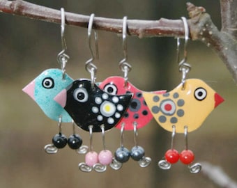 Funny Earrings, Stainless Steel Bird Earrings Whimsical Earrings Whimsical Jewelry Playful Colorful Fun Earrings, Fun Jewelry, Ice-breaker