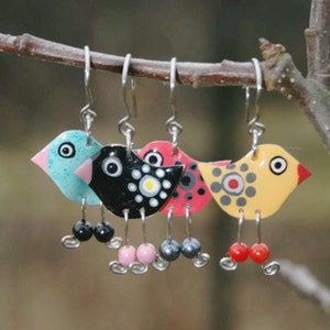 Funny Earrings, Stainless Steel Bird Earrings Whimsical Earrings Whimsical Jewelry Playful Colorful Fun Earrings, Fun Jewelry, Ice-breaker image 1