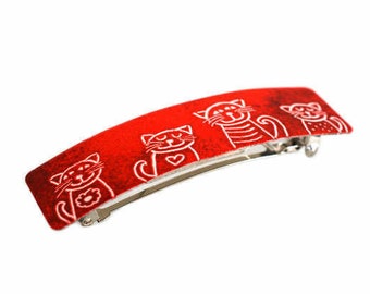 Fermaglio per capelli a forma di gatto, fermaglio per coda di cavallo dipinto a mano, fermaglio per capelli stravagante, fermaglio per capelli smaltato, fermaglio francese, fermaglio per capelli, fermaglio per capelli giocoso