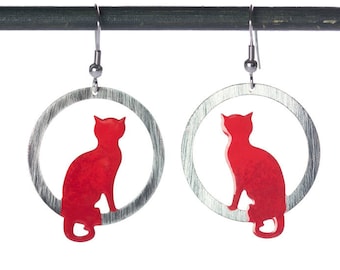 Sitting Cat Earrings, Pet Earrings, Kitten Earrings , Pet Jewelry, Cat Jewelry, Cat Lover Earrings, Enamel Earrings, Everyday Earrings