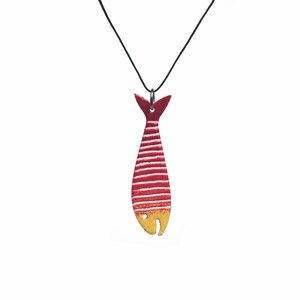 Red Fish Pendant, Enameled Stainless Steel, Fisherman Pendant, Fisherman Necklace