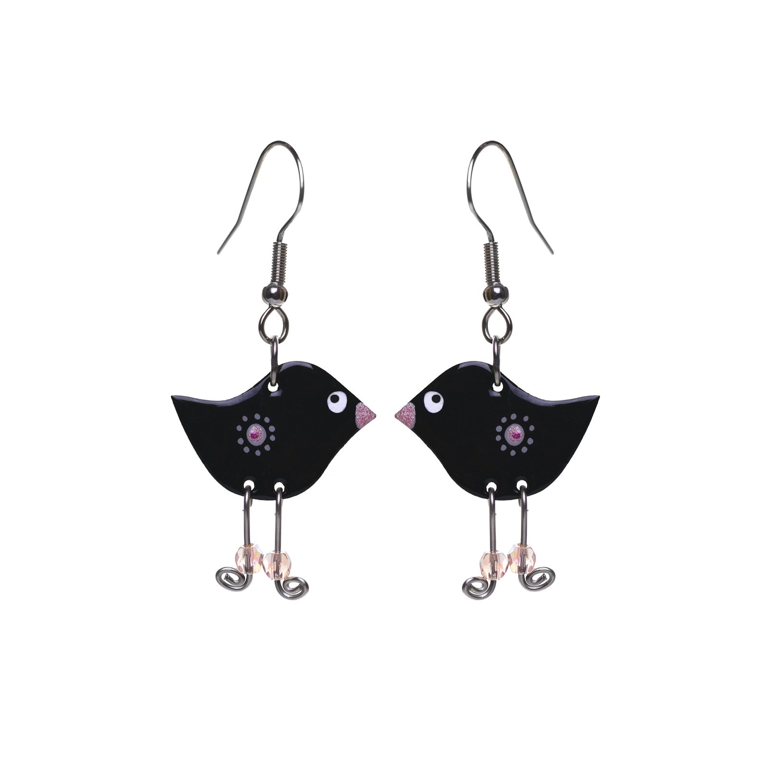 Funny Earrings Stainless Steel Bird Earrings Whimsical Etsy