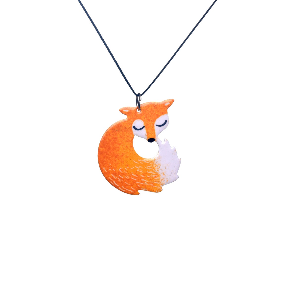Fox Pendant Enamel Pendant Whimsical Pendat Fox Jewelry Etsy
