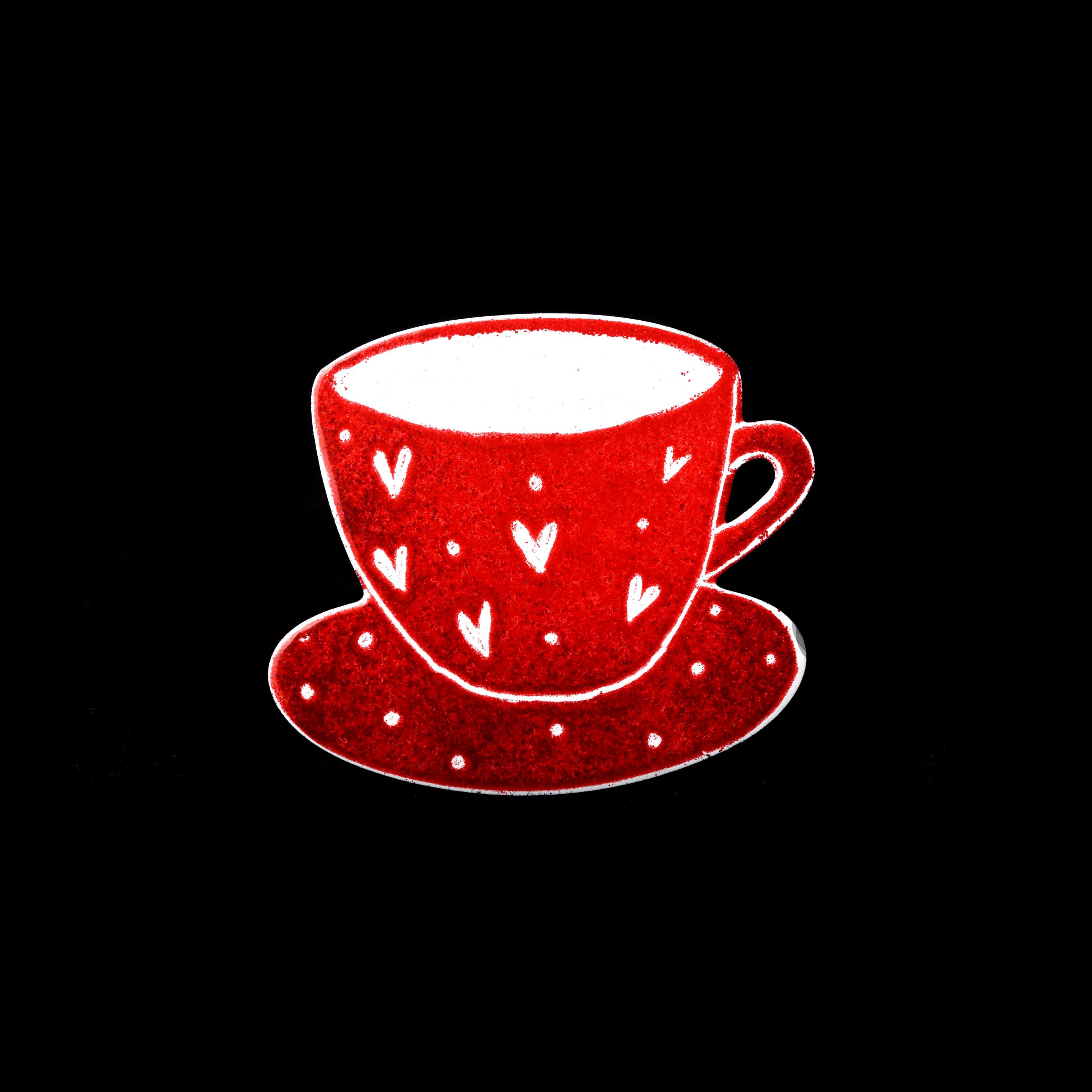 Broche Tasse De Café Vintage Dorée Avec Strass Et Cuillère - Dimensions 4,3 Cm, Neuf Sans Emballage