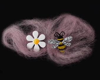 Bee and Flower Stud Earrings, Bee Jewelry, Mismatched Earrings