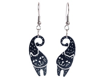 Black Cat Vintage Style Halloween Acrylic Big Dangle Statement Earring – Dana LeBlanc Designs