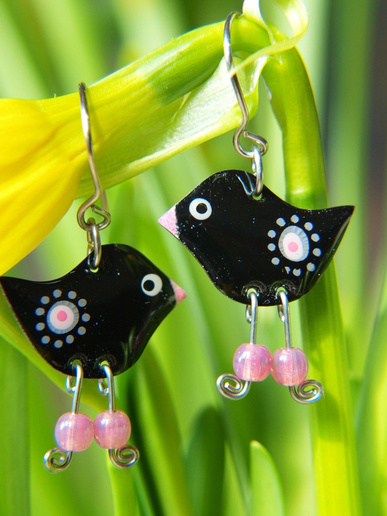 Funny Earrings Stainless Steel Bird Earrings Whimsical Etsy