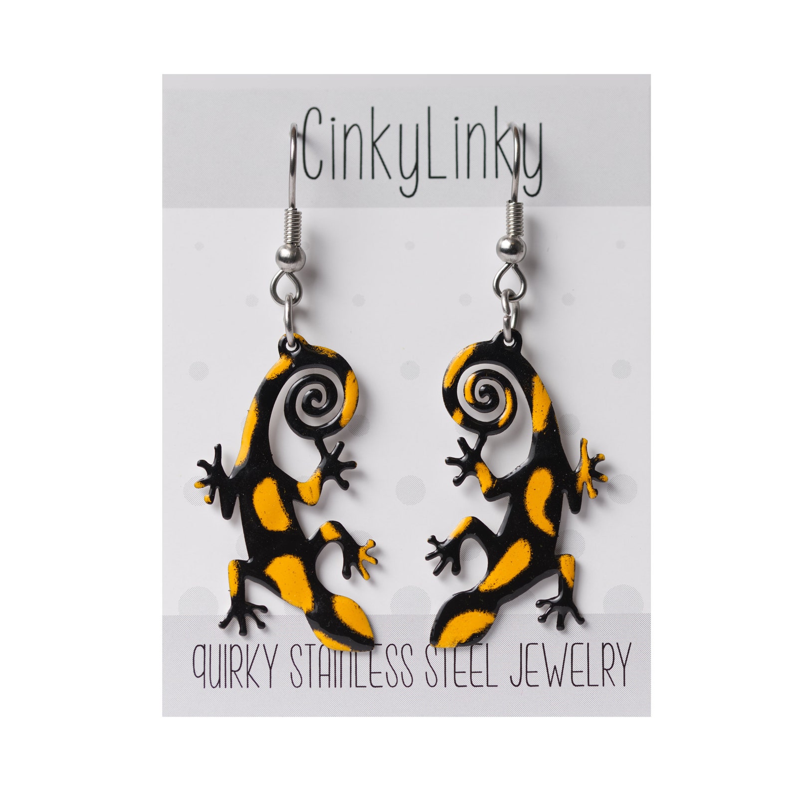 Salamander Earrings Eclectic Design Hand Painted Jewelry Etsy