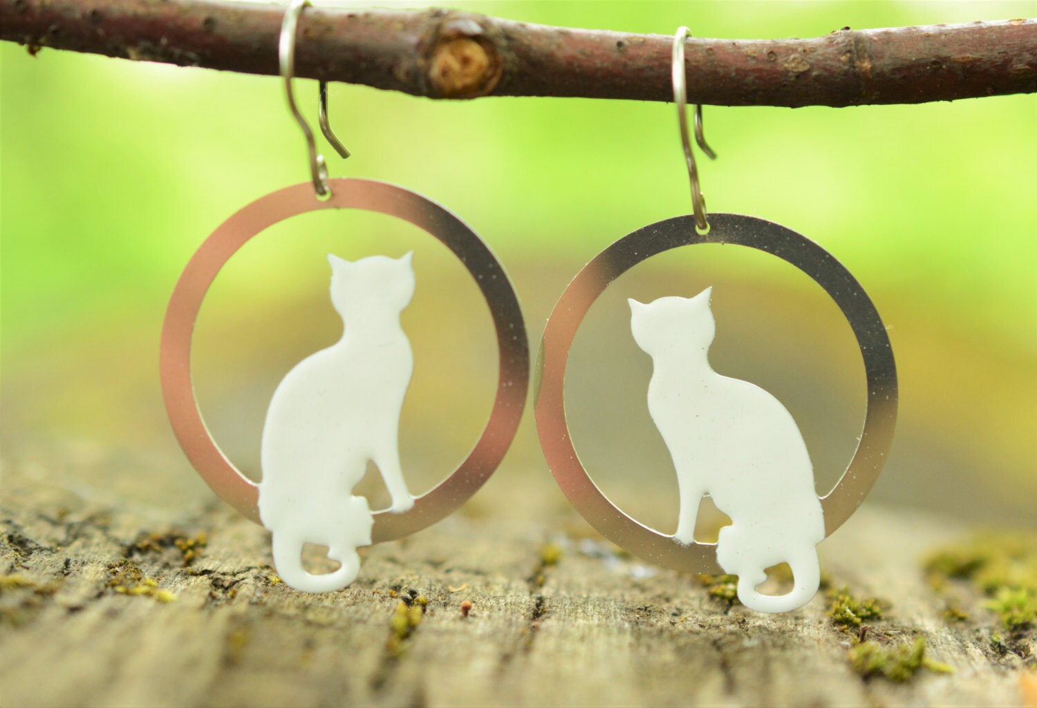 Sitting White Cat Earrings Kitten Earrings Pet Jewelry Cat Etsy