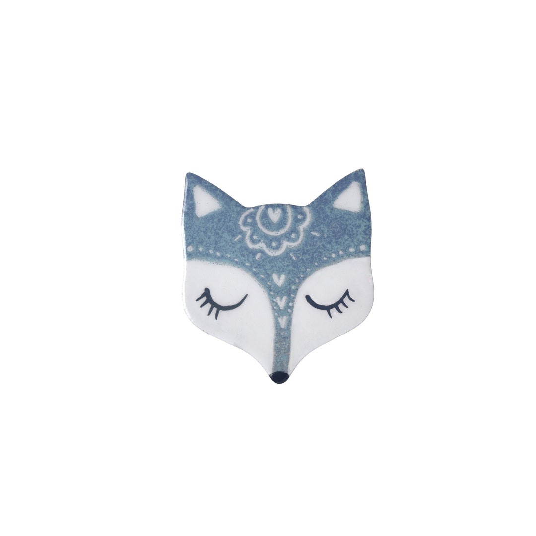 Gray Fox Brooch, Handpainted Pin - Etsy