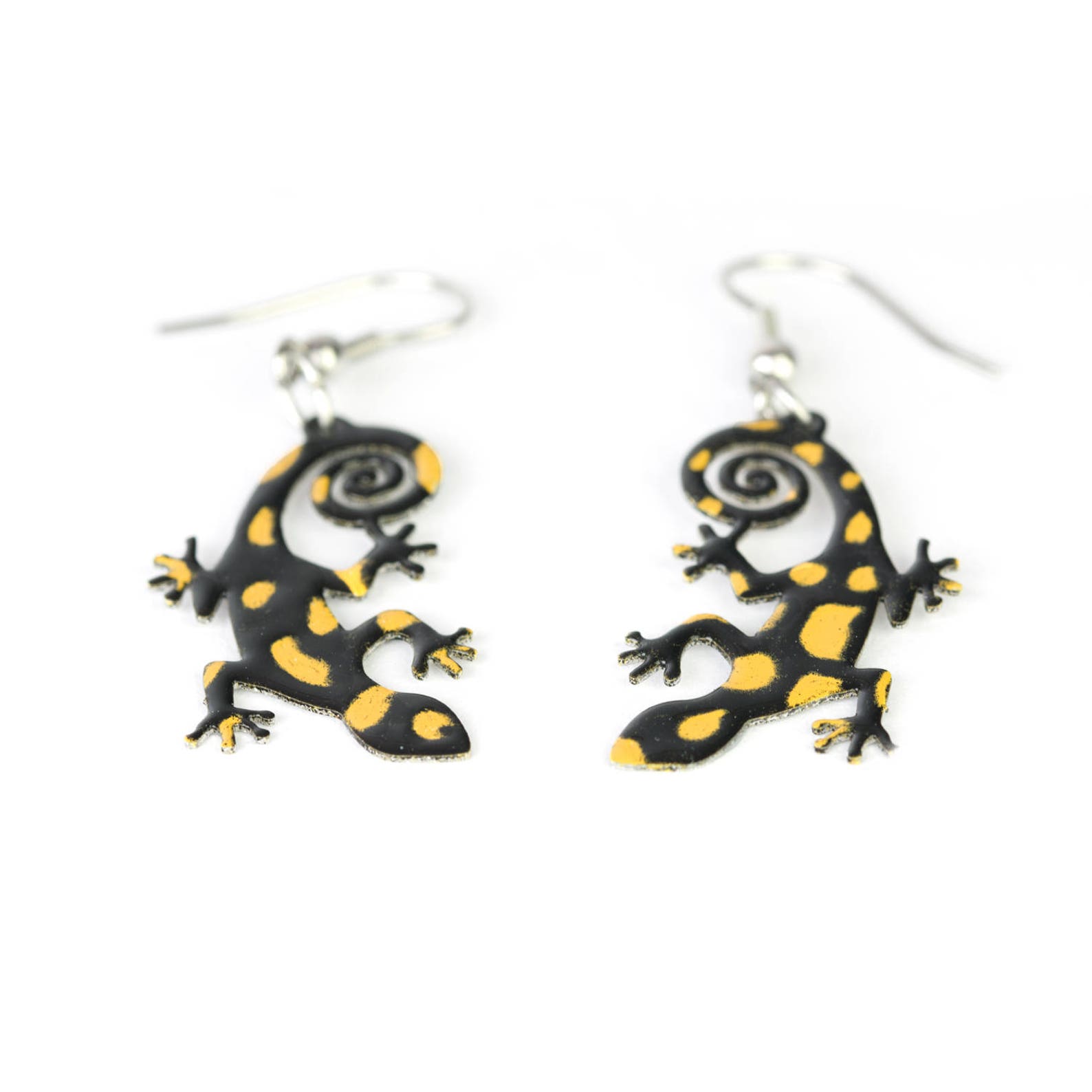 Salamander Earrings Eclectic Design Hand Painted Jewelry Etsy