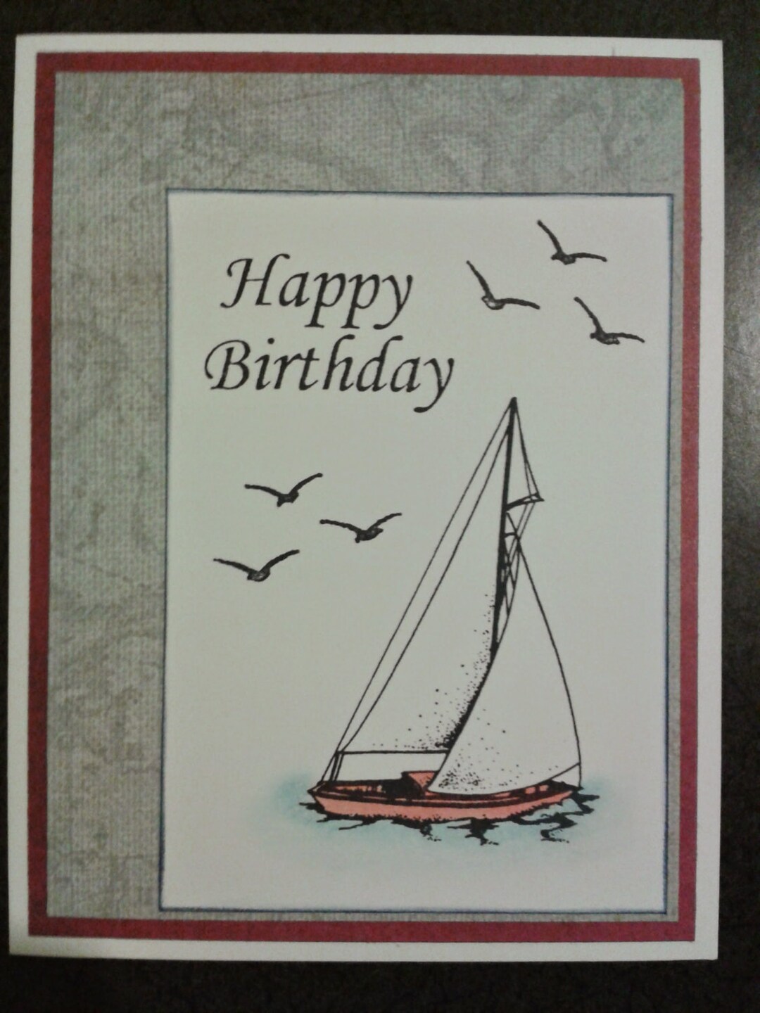 Handmade Sailboat Birthday Greeting Card, Happy Birthday, Masculine - Etsy