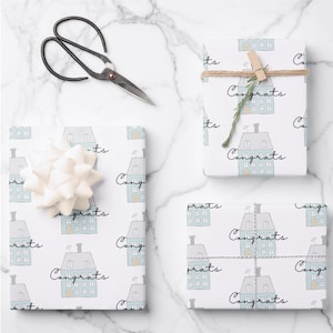 Set of 3 Congrats On Your New Home Wrapping Paper Sheets