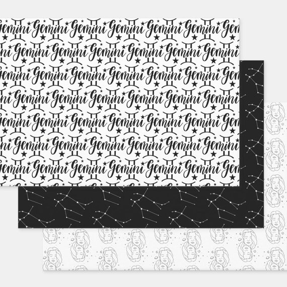 Paper, Party & Kids Set of 3 Gemini Birthday Wrapping Paper Sheets