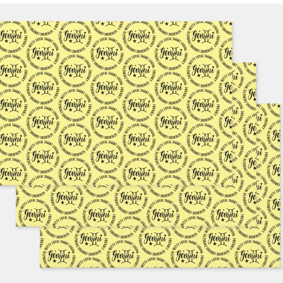 Paper, Party & Kids Set of 3 Gemini Birthday Wrapping Paper Sheets