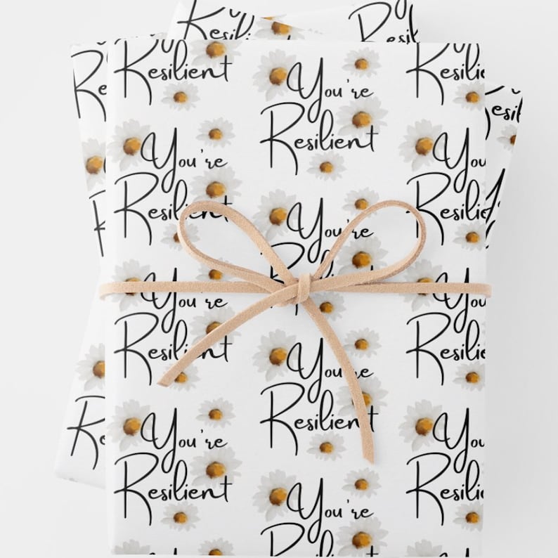 Set of 3 You/'re Resilient Daisy Wrapping Paper Sheets