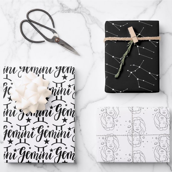 Paper, Party & Kids Set of 3 Gemini Birthday Wrapping Paper Sheets