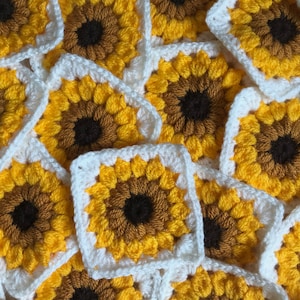 Crochet Granny Squares Sunburst {Sunflowers 8cmx8cm} set of 12 or 20