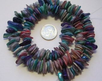 Dark Teal Blue Oblong Sea Shell Mother of pearl Beads 8x4mm for Jewellery Making