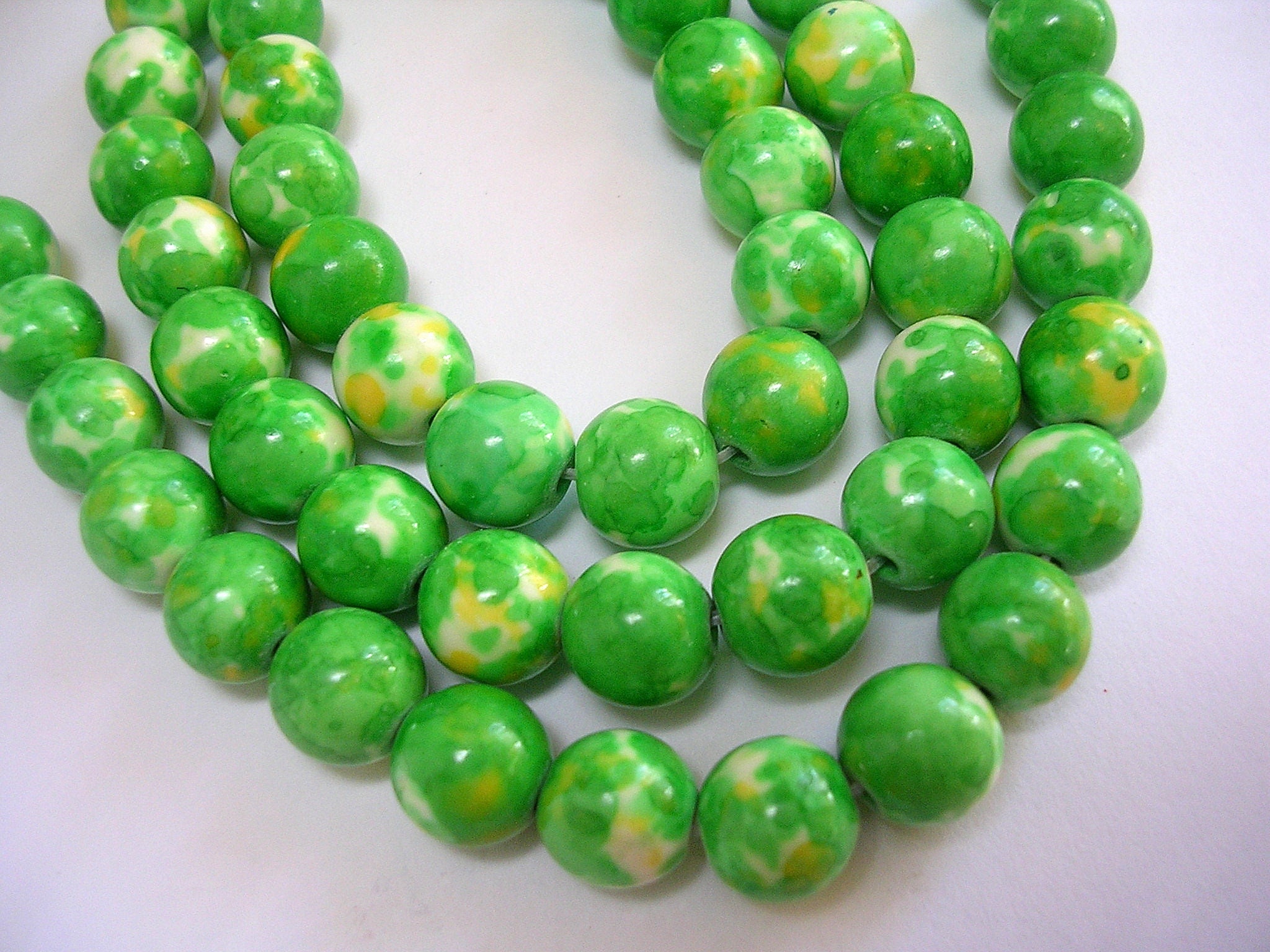 10mm Ocean Jade Green and Yellow Stone Beads 38 Pieces 10mm Etsy