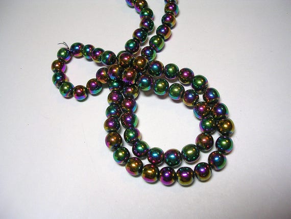 6MM RAINBOW HEMATITE GEMSTONE CROSS LOOSE BEADS 16/"