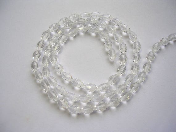3 X 16 Inch Strands 70 x 6mm Ab Faceted white crystal beads