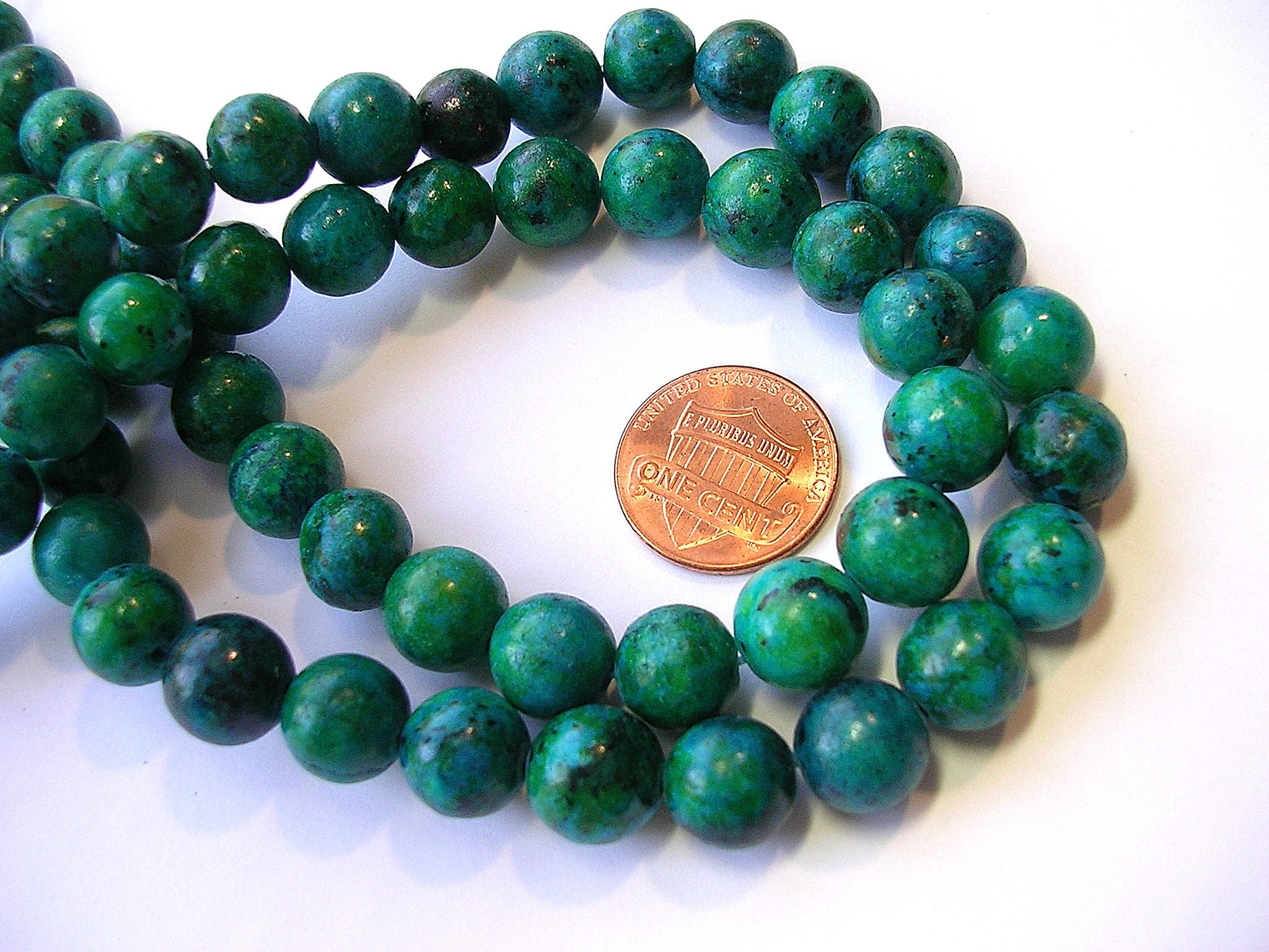 10mm green blue natural chrysocolla gemstone beads 40 beads | Etsy