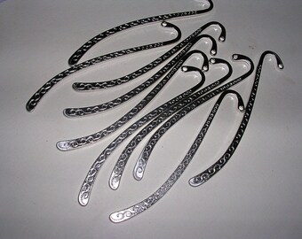 Bright Silver Bookmarks Shepherds Hook Metal Bookmark Blanks Ornate Scrolled Bookmarks Double Sided 10 Beadable Silver Book Marks