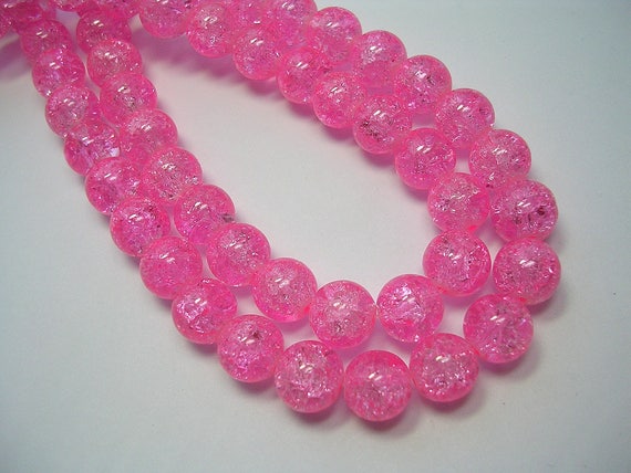 Pink Pale Crackle Glass Round Beads 1 Strand 8mm 100 Pieces