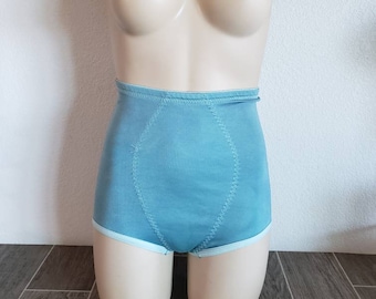 Hand Dyed Rockabilly Pin Up Underwear, High Waist Panties Dyed Green, Size XL 31/32