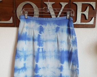 Tie Dyed Slip Skirt, Hand Tie Dyed Vintage 1950's Half Slip, Blue Tie Dyed Skirt, Hippie , Boho, Urban Chic, Festival Skirt