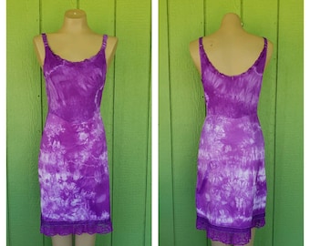 Tie Dyed Vintage Slip Dress | Dye4me Collection Hand Tie Dyed Slip Dress | Purple Tie Dyed Dress | 34" Bust