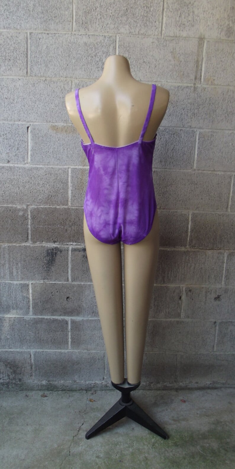 Bodysuit Lingerie, Purple Bodysuit hand Tie Dyed, Sexy Lingerie, Rockabilly Pin Up Bodysuit, Size 42D image 2