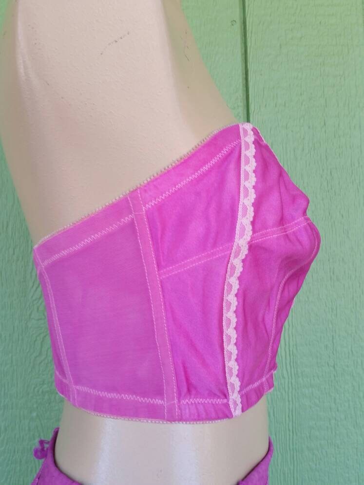 Vintage Bustier, Hot Pink Strapless Bra, Hand Dyed by Dye4me Collection, 42DD Etsy
