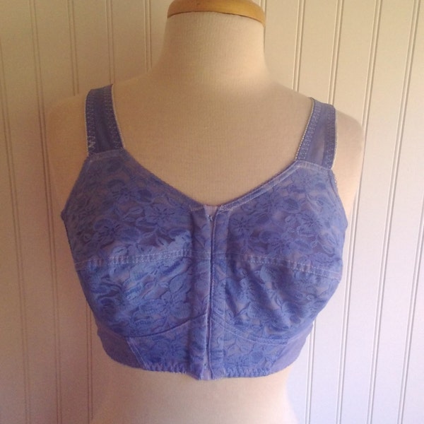 Hand Dyed Cotton and Lace Bra, Sky Blue, Size 38B