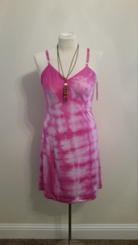 Dye4Me Collection Tie Dyed Slip Dress, Pinks, Vint
